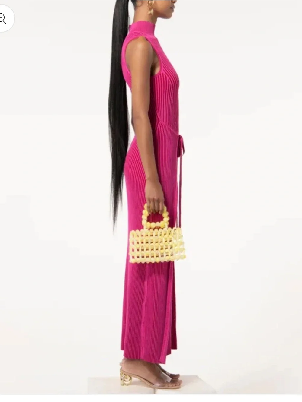 cult gaia liora pink sleeveless ribbed knit Maxi Dress with Tie Detail medium - Picture 3 of 11
